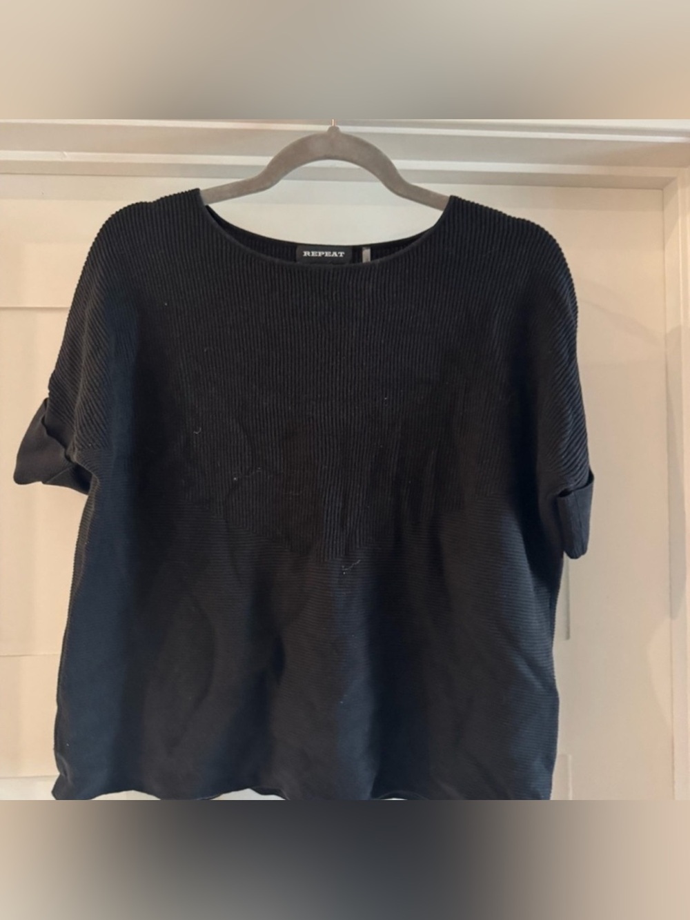 Repeat Women’s Black Short Sleeve Knit Top Size 38/S